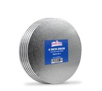 Round Silver Cake Board 6 Inch - Pack of 5 Drums