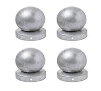 Round Silver Galvanised Fence Post Cap Cover Top With Ball 51mm Pack Of: 4 Pc