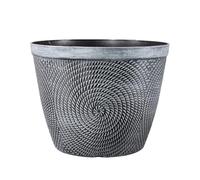 Round Silver Grey Plastic Plant Pot 38cm,15inch Spiral Effect 22L Garden Indoor Outdoor Planter Cover Drainage Holes, Weather, Frost Proof Glossy Effcet (1)