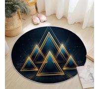 Round Simple Rug 60cm, Non-Slip Washable Area Rugs for Bedroom Mysterious Elegant Geometric Lines Soft Printed Carpet Non-Shedding Living Room Kitchen and Playroom Available Color