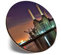 Round Single Coaster - Battersea Power Station at Night |Glossy Quality Coasters | Tabletop Protection for Any Table Type #44232