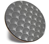 Round Single Coaster - BW - Art Deco Pattern Vintage Retro |Glossy Quality Coasters | Tabletop Protection for Any Table Type #35517