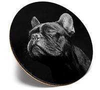 Round Single Coaster - BW - Black French Bulldog Dog |Glossy Quality Coasters | Tabletop Protection for Any Table Type #39678