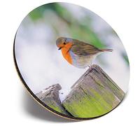 Round Single Coaster - Little Robin Redbreast Winter |Glossy Quality Coasters | Tabletop Protection for Any Table Type #45580