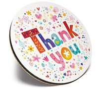 Round Single Coaster - Thank You Cute Pretty Slowers Thanks |Glossy Quality Coasters | Tabletop Protection for Any Table Type #46354