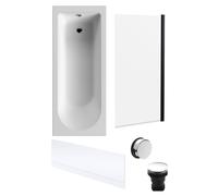 Round Single Ended 1700x700 Bath Set - Front Bath Panel & Black Screen & Chrome Waste