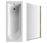 Round Single Ended 1700x700 Bath Set - Front Bath Panel & Brushed Brass Screen