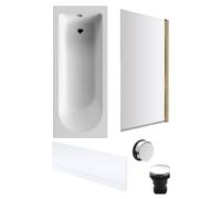 Round Single Ended 1700x700 Bath Set - Front Bath Panel & Brushed Brass Screen & Chrome Waste