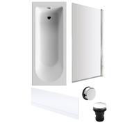 Round Single Ended 1700x700 Bath Set - Front Bath Panel & Chrome Screen & Chrome Waste