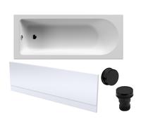 Round Single Ended 1700x700 Bath Set - Front Bath Panelm, Black Waste & Leg Set