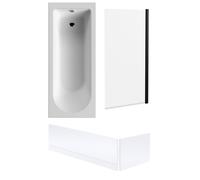 Balterley Round 1700x700 Bath Set - Front & End Panels & Black Screen in White Balterley White