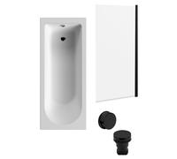 Round Single Ended 1700x700 Bath Set - Leg Set, Black Screen & Black Waste