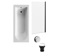 Round Single Ended 1700x700 Bath Set - Leg Set, Black Screen & Chrome Waste