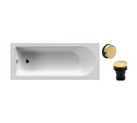 Round Single Ended 1700x700 Bath Set - Leg Set & Brushed Brass Waste