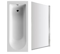 Round Single Ended Bath and Square Chrome Bath Screen 1700 x 700mm Balterley Silver One Size