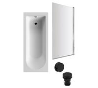 Round Single Ended 1700x700 Bath Set - Leg Set & Chrome Screen & Black Waste