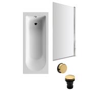 Round Single Ended 1700x700 Bath Set - Leg Set & Chrome Screen & Brushed Brass Waste