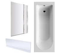 Balterley Round 1700x700 Bath with Panel, Square Screen, Fixed Panel in White Balterley White