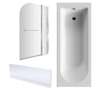 Balterley Round 1700x700 Shower Bath Set - Panel, Screen, Fixed Panel & Rail in White Balterley White