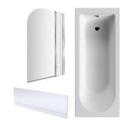 Balterley Round 1700x750 Shower Bath Set - Panel, Round Screen & Fixed Panel in White Balterley White