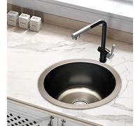 Round Sink, Round Counter Top Sunk Inset Kitchen Sink, Stainless Steel Hand Wash Basin, Single Hand Wash Basin for Kitchen, for Kitchens Bathrooms Pantries