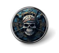 Round Skeleton Pirate Lapel Pin Metal Custom Pins Personalized Decoration Lapel Badge Small Brooch Hat Shirt Tie Sweater Clothes Accessories Decoration for Men Women