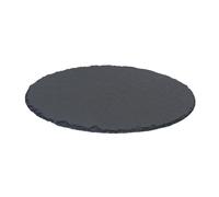 Argon Tableware Slate Serving Platter - Round - 33cm - Pack of 1 - Black Natural Slate Rustic Raw Cut Serving Platter Fruit Savoury Placemat Cheese Board with Soft Padded Feet