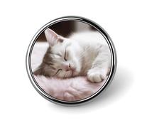 Round Sleeping Cat Brooch Classic Mini Pin 1 Inch Aluminum Alloy Lapel Pin Personalized Button Badge for Backpack Hat Suit Jacket Clothing Decoration