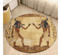Round Small Area Rug, Ancient Egyptian Print Circle Rugs, Non Slip Washable Floor Mat, Soft Throw Rug for Living Room, Powder Room Entryway, Bathroom, Bedside, Floor Decor 80 * 80cm