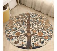 Round Small Area Rug, Tree of Life Print Circle Rugs, Non Slip Washable Floor Mat, Soft Throw Rug for Living Room, Powder Room Entryway, Bathroom, Bedside, Floor Decor 80 * 80cm