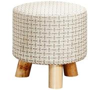 Round Small Ottoman Foot Stool Soft Padded Foot Rest Creative Shoe Changing Stool with Removable Linen Cover Versatile Footstool for Living Room Bedroom and Office