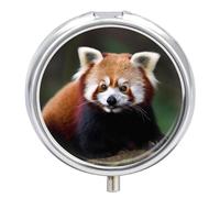 Round Small Pill Box Waterproof Medicine Pill Organizer Portable Animal Redwood Printing Travel Pill Case for Vitamin Travel Purse Or Pocket