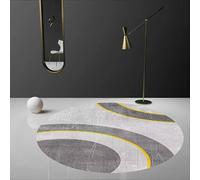 Round Small Rugs 80cm Living Room, Area Rugs, Machine Washable, Non-Slip Carpet, Low Pile, Non-Shedding, Dining Room, Bedroom Modern geometric abstract golden grey