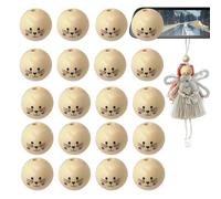 Round Smile Face Beads | Wooden Round Beads | Crafty Creations Durable Rounnd Natural Wood Beeads, Smooth and Clean Cat Head Beeads Bracelets Wooden Beaads Log Color