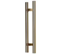 Round Smooth Poles for Indoor Outdoor,H-Shaped Sliding Door Handle Stainless Steel, Double-Sided Glass Handle Pull Set, 38mm Diameter, Easy to Install(Gold,100cm/39 3/8-80cm)