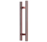 Round Smooth Poles for Indoor Outdoor,H-Shaped Sliding Door Handle Stainless Steel, Double-Sided Glass Handle Pull Set, 38mm Diameter, Easy to Install(Rose Gold,100cm/39 3/8-70cm)