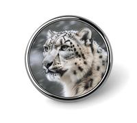 Round Snow Leopard Lapel Pin Metal Brooch Personalized Novelty Pin Cute Button Badge Safety Pin Fashion Jewelry Accessories Gift for Clothes Hat Backpack Bag