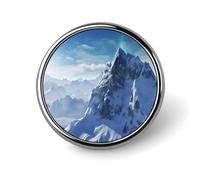 Round Snow Mountain Brooch Classic Mini Pin 1 Inch Aluminum Alloy Lapel Pin Personalized Button Badge for Backpack Hat Suit Jacket Clothing Decoration