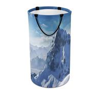 Round Snow Mountain Laundry Hamper Large Collapsible Waterproof Laundry Basket with Handles Dirty Clothes Toy Storage Organizer Bin for Bedroom Dorm Bathroom