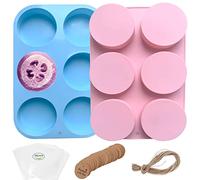 Round Soap Molds for Soap Making,2pc 4oz Large Size 6 Cylinder Silicone Molds for Loofah Soap,Bath Bombs,Shower Steamer, Lotion Bars