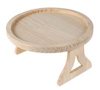 Round Sofa Arm Tray Table Natural Pine Wood Round Side Tables Portable and Foldable Bamboo Sofa Armrest Clip-On Tray Waterproof Space Saving Ideal for Remote Control Drinks Snacks Phone