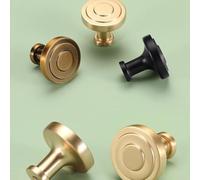 Round Solid Brass Handle Gold Furniture Cabinet Handles Vintage Door Knob Cupboard Drawer Pulls for Home Renovation Decoration(5347-Single-Coffee)