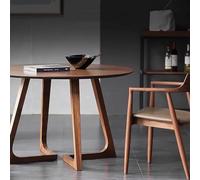 Round Solid Wood Dining Table, Mid Century Modern Pedestal Table for 2-4 People, Rustic Small Coffee Table for Kitchen or Dining Room