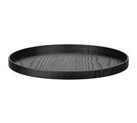 Round Solid Wood Serving Tray Extra Large Tea Coffee Snack Food Meals Serving Plate Non-Slip Kitchen Party Bar Server Ottoman Tray Breakfast Tray with Raised Edges (15.7inch/40cm) Black