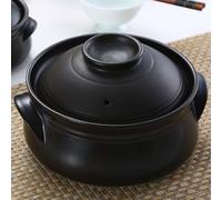 Round Soup Crock With Lid Ceramic Soup Tureen Serving Black Soup Bowl With Handle, Large Capacity Serving Tureen For Kitchen, Pure Black, Microwave And Dishwasher Safe(1.6L)