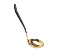 Round Soup Ladle Stainless Steel Soup Spoon Long Handle Cooking Spoon Golden Kitchen Serving Ladle for Cheese Soup Chili Gravy Salad Dressing