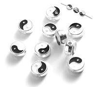 Round Spacer Beads 10pcs 8mm Yin Yang Beads Loose Spacer Handmade Beads for Jewelry Making