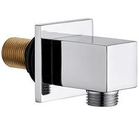 Round/Square Chrome Shower Wall Mounted Outlet Hose Connection Elbow 1/2"bsp for Concealed Showers … (Square)
