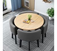 Round/Square Dining Table Set with 4 Black Chairs - Space-Saving Kitchen Table and Chair Set for Dining Room Kitchen and Living Room - Perfect for 4 People