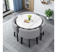 Round Square Dining Table Set With 4 Chair Small Office Conference Room Tables and Chairs Modern Leisur Dining Room Furniture for kitchen Lounge Living Room,C,80cm/31.5in